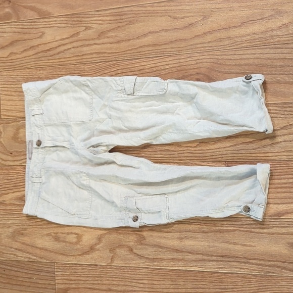 Linen-blend cropped cuffed low-rise cargo pants, Banana Republic Martin Fit 6P - Picture 1 of 7
